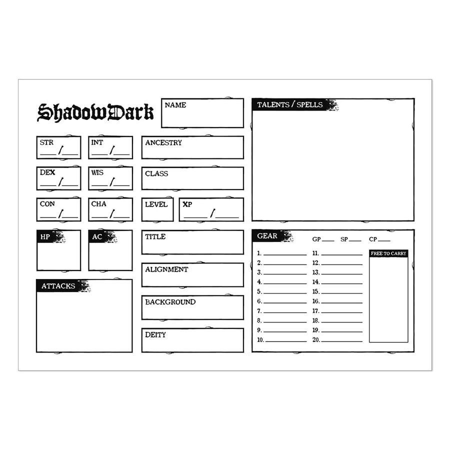 12 Premade 1st-Level Character Cards (Shadowdark) c7a-639 фото